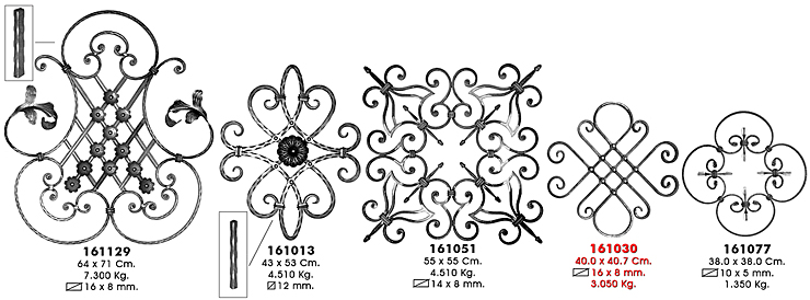 Декоративные кованые розетки, панели, группы. Купить недорого кованые панели 26/C/1, 1657/1, 719/2, 24/2.